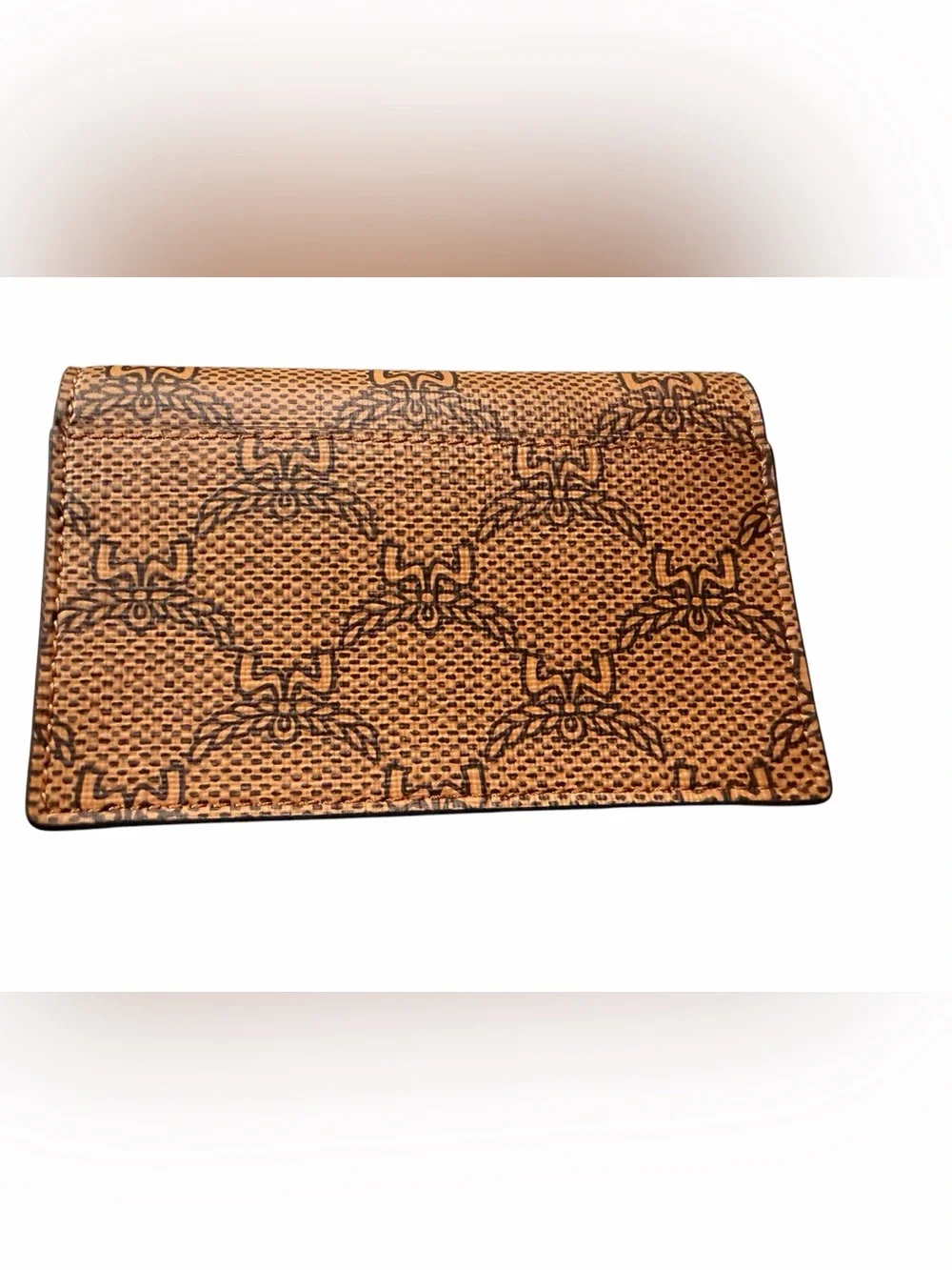 Brand New MCM Cognac and Black Visetos Logo Card Wallet